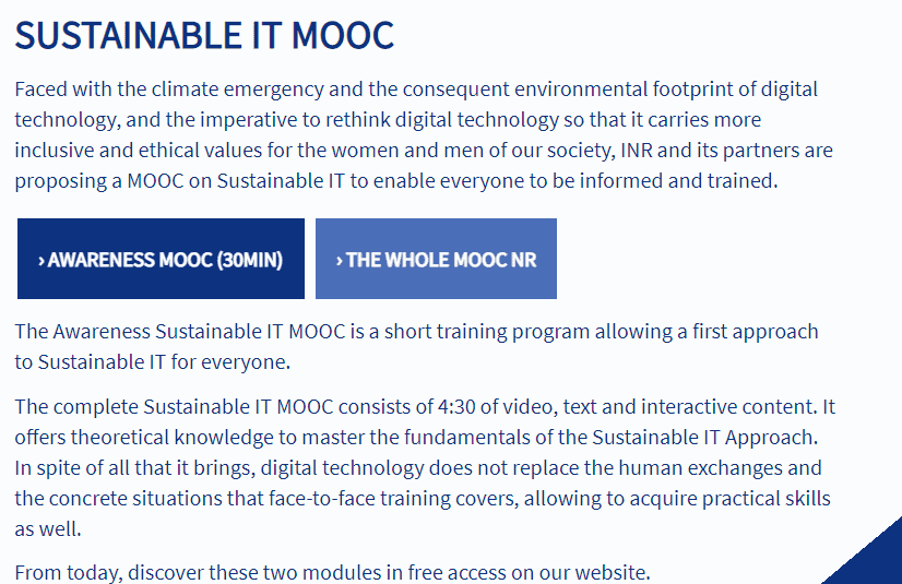The complete Sustainable IT MOOC (FR-EN)